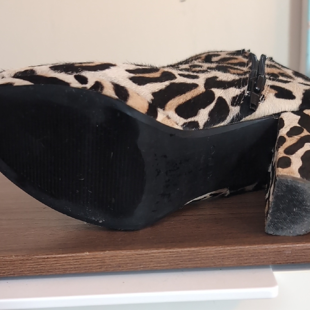 Aldo Calf Hair Leather Leopard Print Ankle Boots Size 9 - Picture 8 of 11